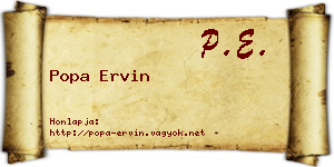 Popa Ervin névjegykártya